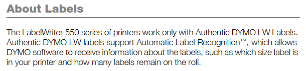 Dymo Printer Proprietary Labels